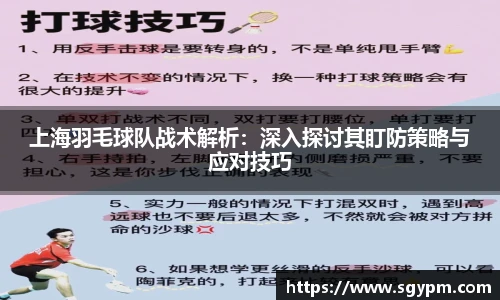 上海羽毛球队战术解析：深入探讨其盯防策略与应对技巧